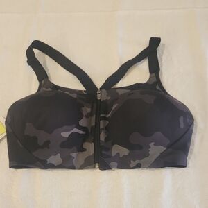NWT All in Motion Camo Print Zip-Front Sports Bra 38C